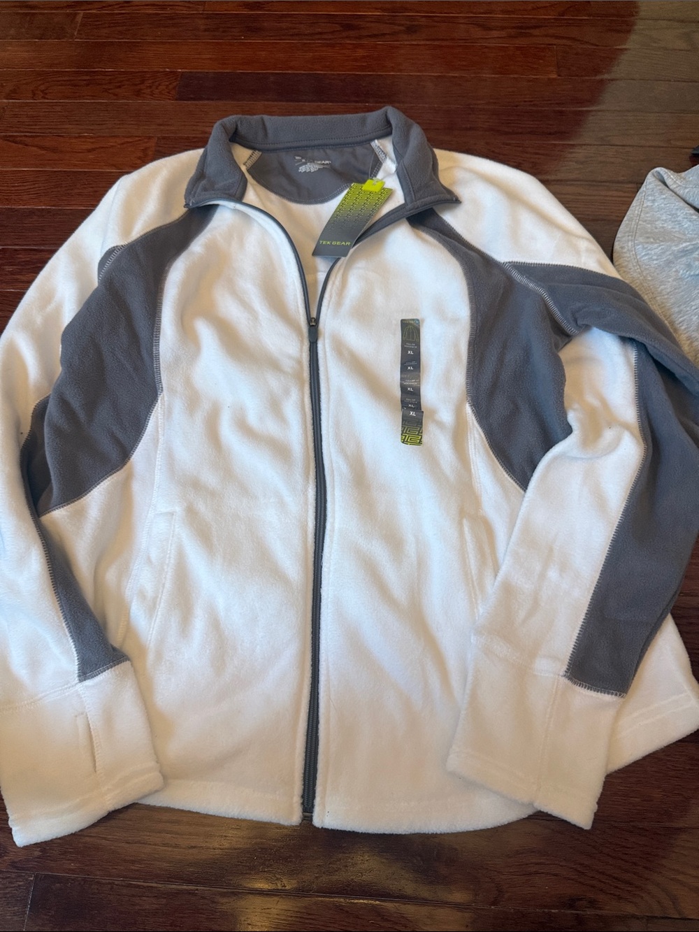 tek gear White and Gray Full-Zip Fleece Jacket - Men